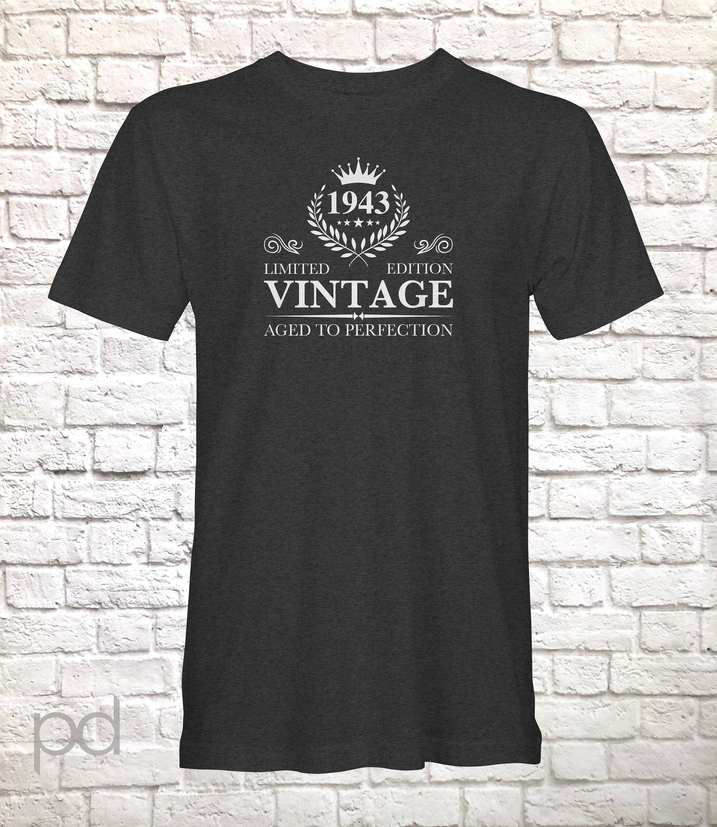 Birthday Year Gift, 1943 (ANY YEAR) T Shirt, Vintage Aged To Perfection Men or Women Unisex Jersey Short Sleeve Tee Shirt Top